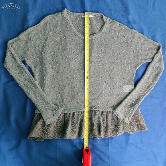 American Eagle See Through Green Bohemian Knit Sweater - Picture 8 of 11